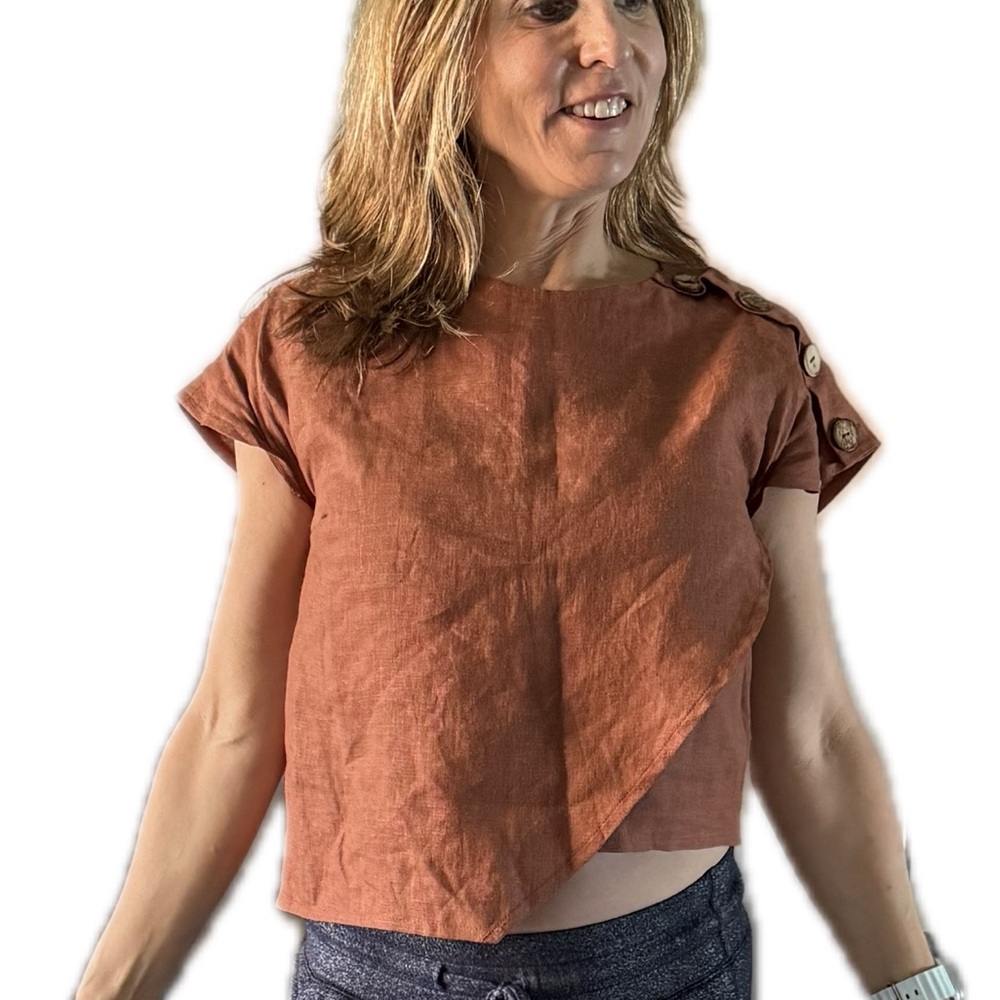 Rust Button-Detail Women's Top - Picture 2 of 5